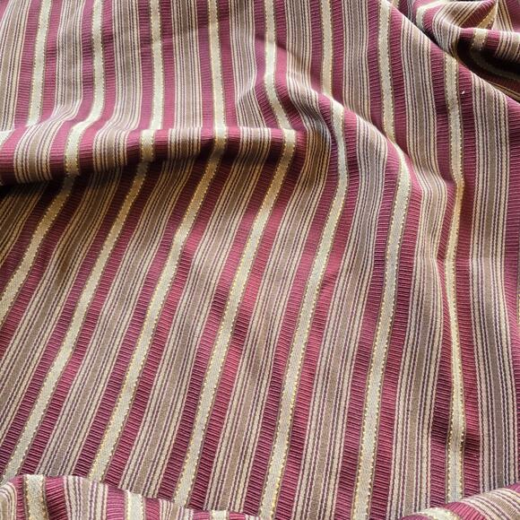 Vintage Fabric Remnant Burgundy Olive Green Ribbon Stripe Decor Victorian READ - Picture 3 of 8